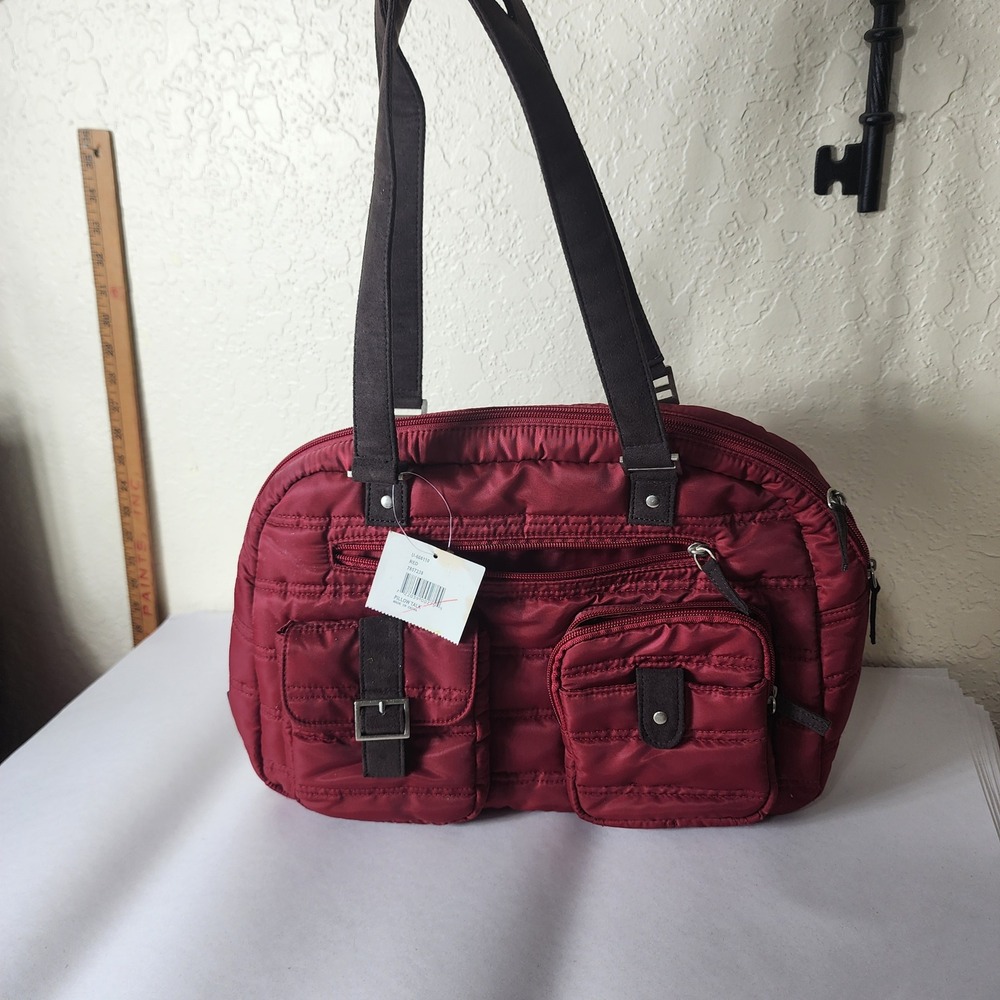 Esprit Accessories Pillow Talk Red Quilted Nylon Shoulder Bag U-606110